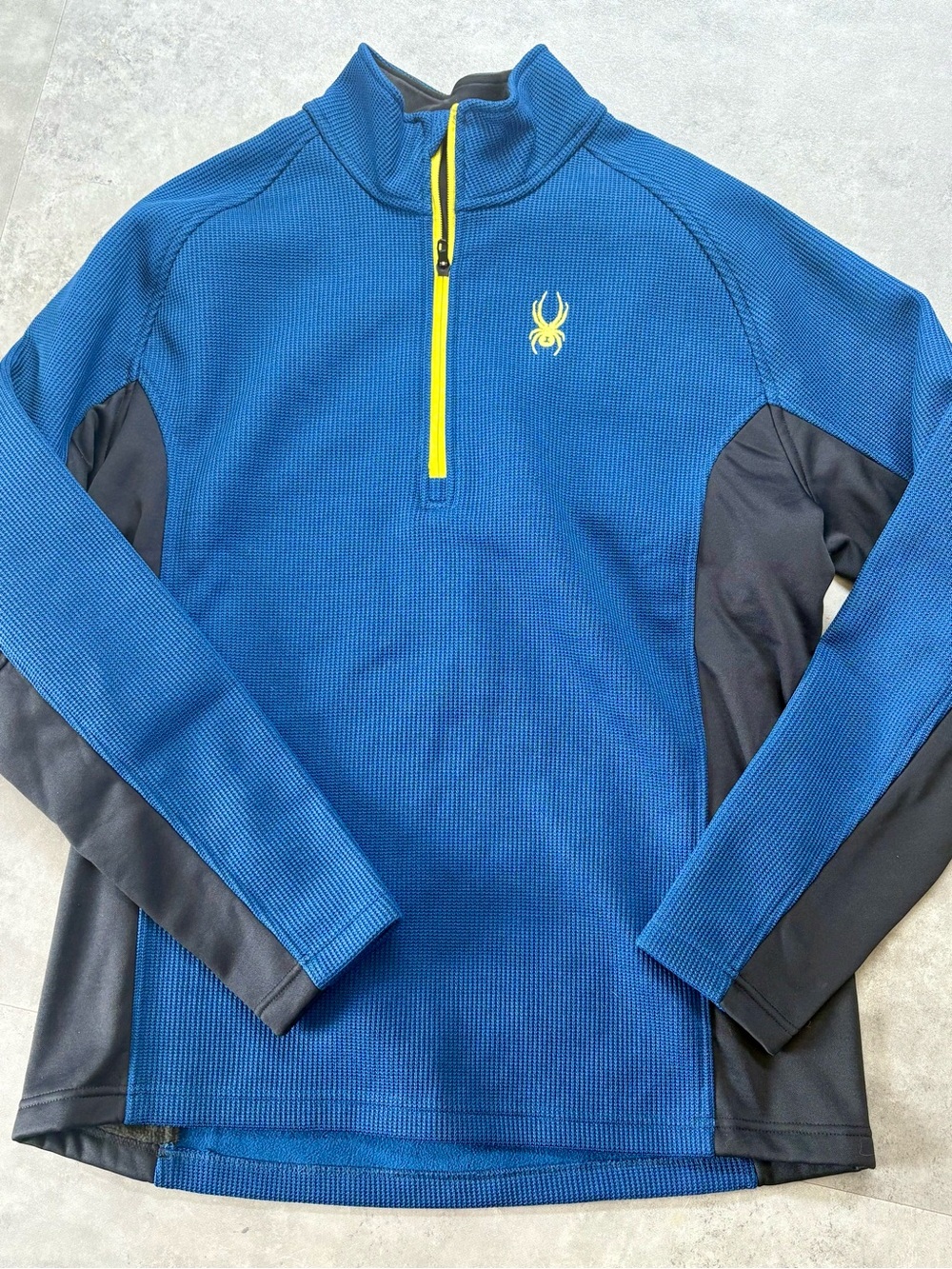 Spyder Blue and Black Half-Zip Performance Jacket with Yellow Accent